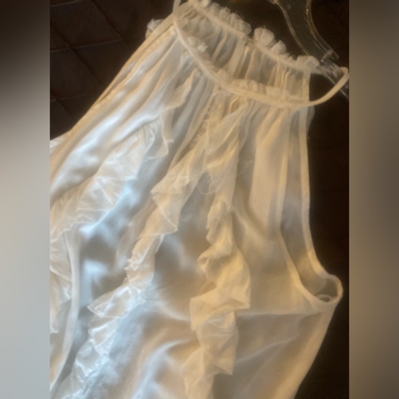 🌸 Mustard Seed White Halter Top Tie Neck Flowy Ruffle Size Small Boho - Picture 2 of 9